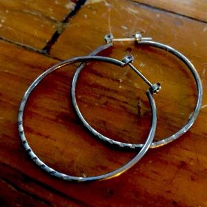 Sterling Silver Textured Hoops
